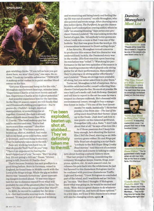 Dominic Monaghan in Entertainment Weekly - 584x800, 171kB